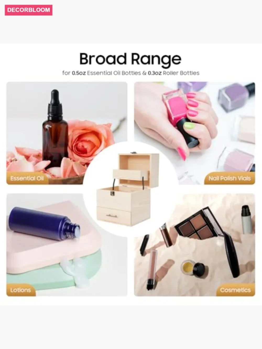 3-Tier Wooden Essential Oil Storage Box with 59 Slots